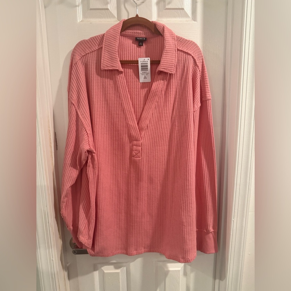 Torrid Pink Waffle Knit Blouse